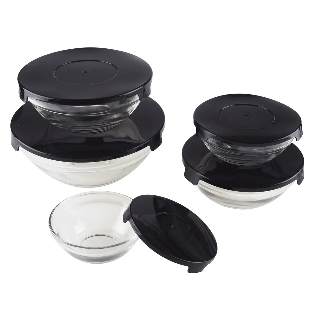 Glass Storage Containers With Snap Lids And Mixing Bowls