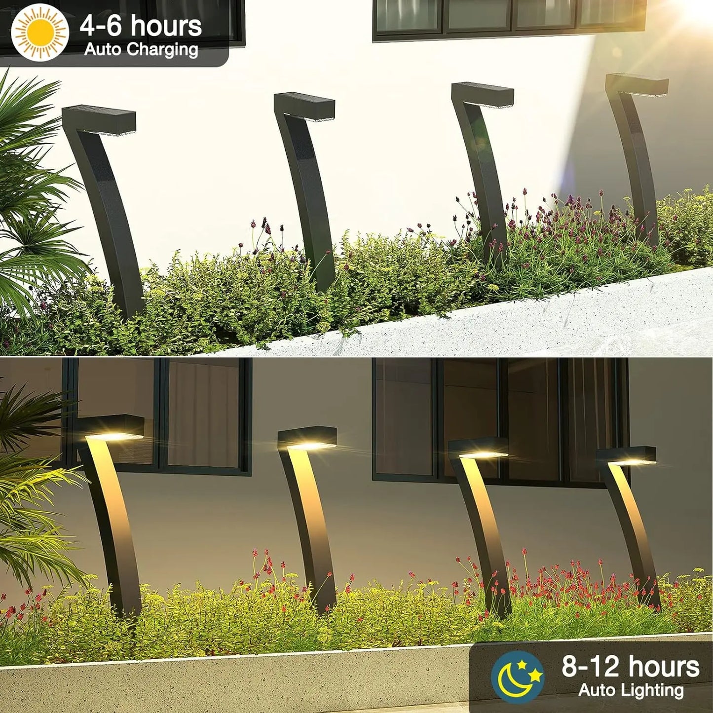 KPSTEK 6 Pack Solar Outdoor Pathway Lights Auto On Off