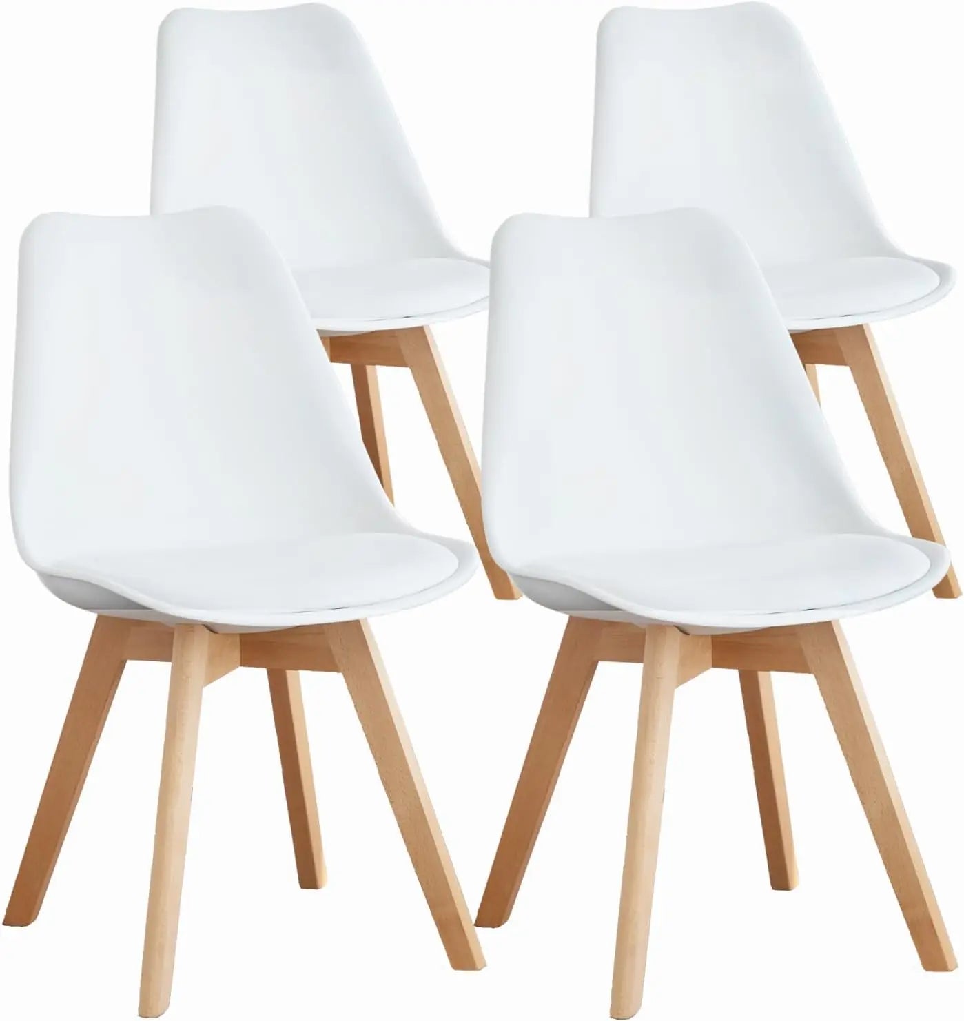 Four Modern Dining Chairs With Wood Legs For Home Use