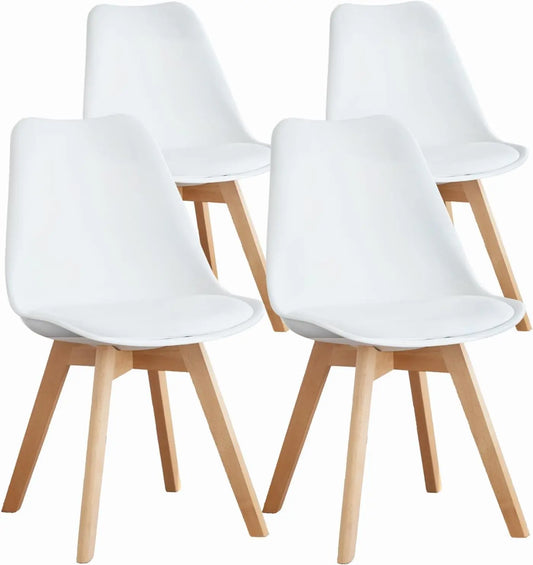 Four Modern Dining Chairs With Wood Legs For Home Use