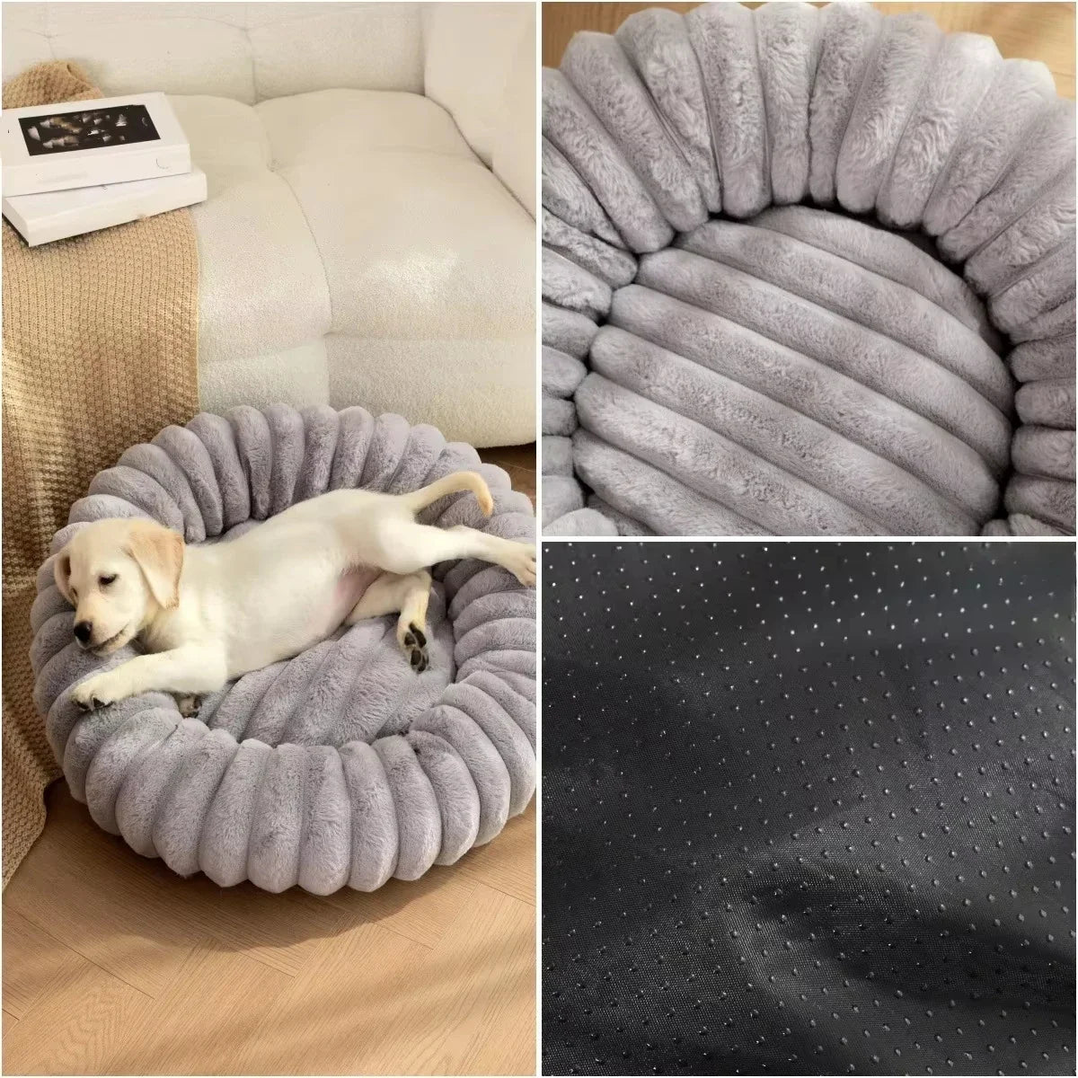 NONECN Round Pet Bed for Dogs and Cats Warm Plush