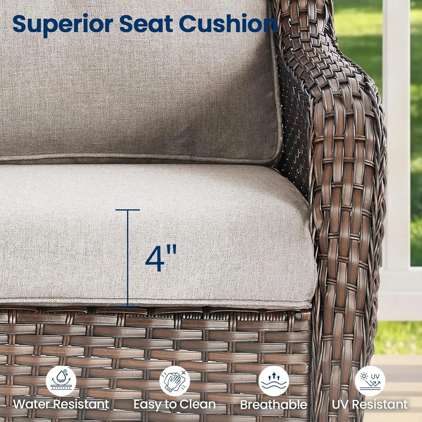 Patio Loveseat Sofa Outdoor Wicker With Luxury Cushions All Weather