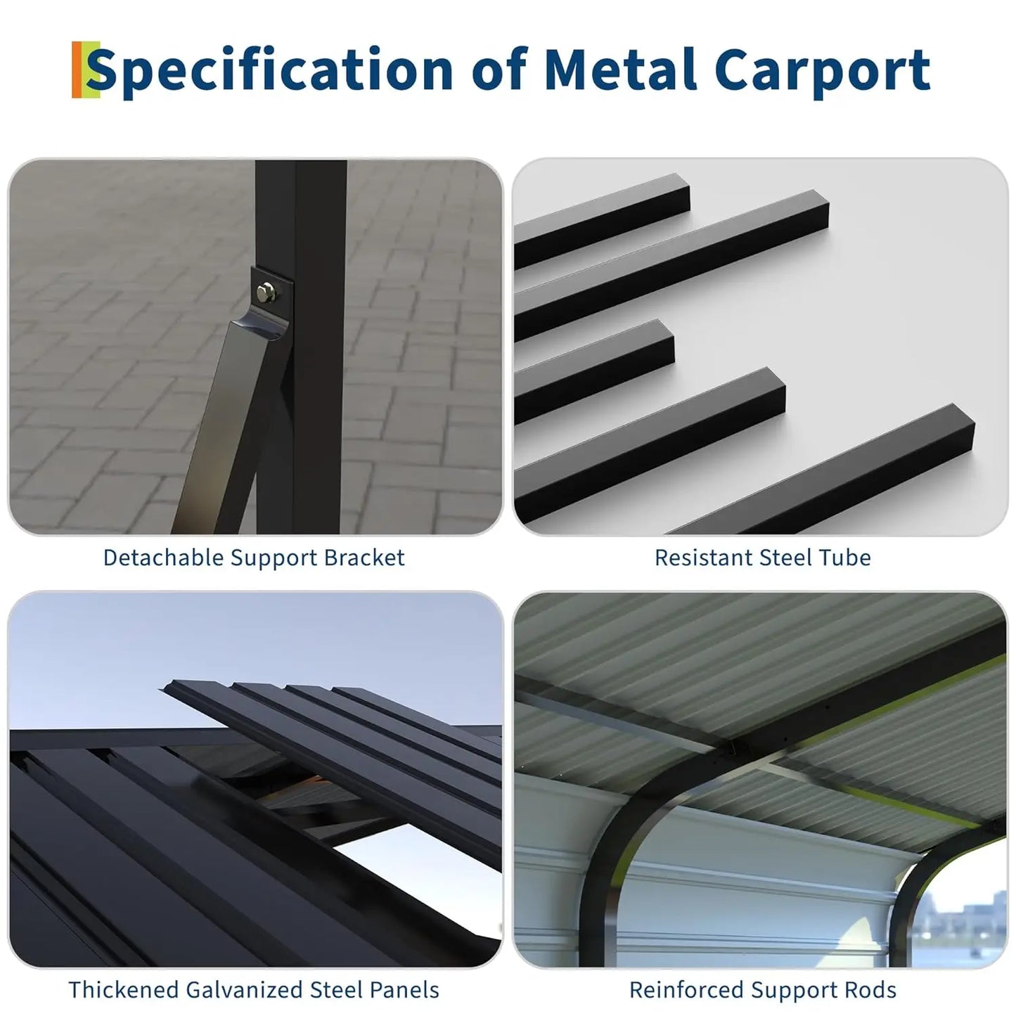 Metal Carport Heavy Duty Canopy With Galvanized Steel Frame