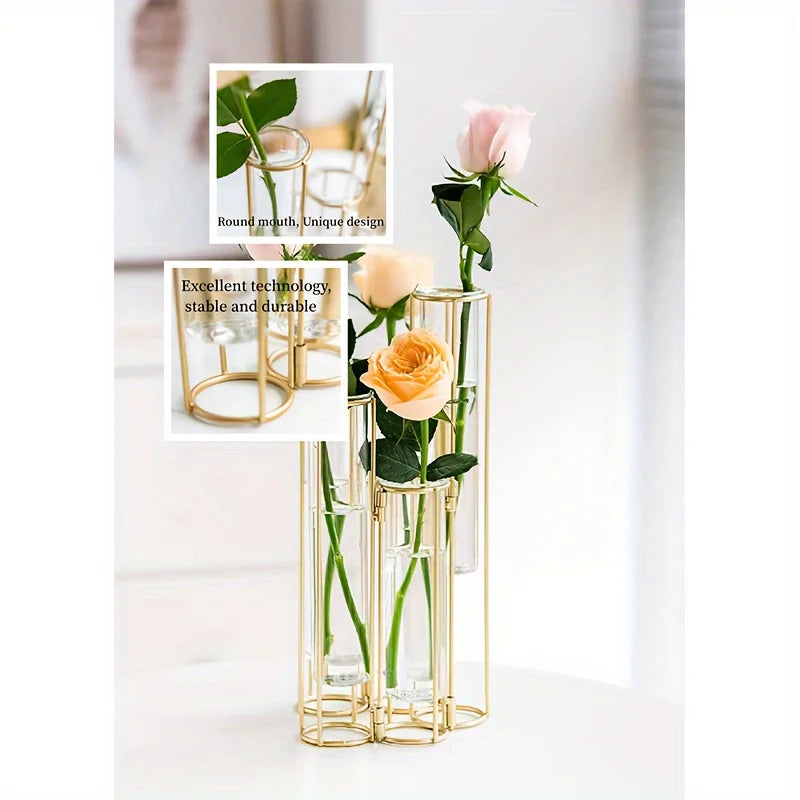Test Tube Vase Set With Five Tubes For Centerpieces
