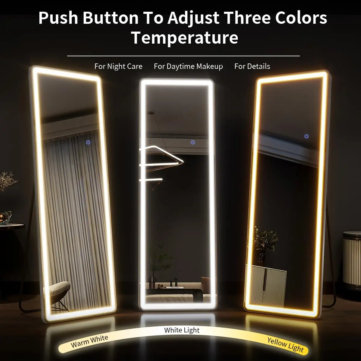 Koonmi LED Lighted Full Length Mirror With Dimming Lights
