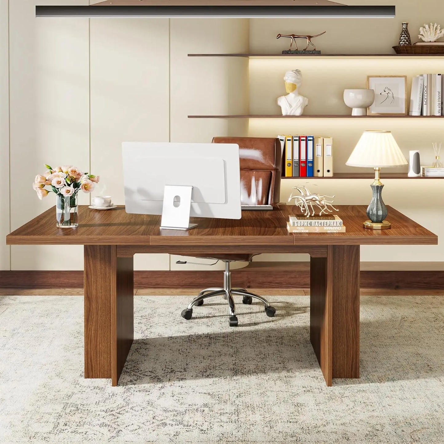 LITTLE TREE Farmhouse Dining Table With Storage For Dining Room