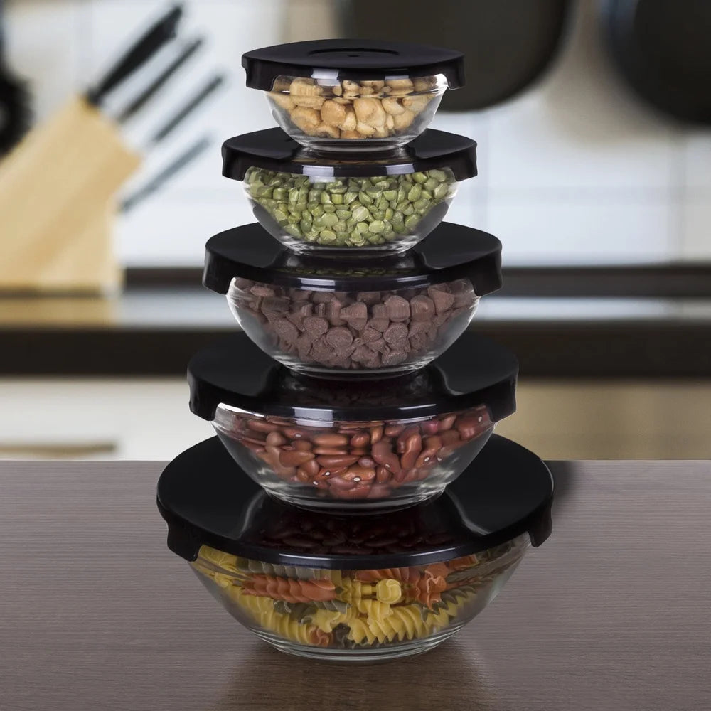 Glass Storage Containers With Snap Lids And Mixing Bowls