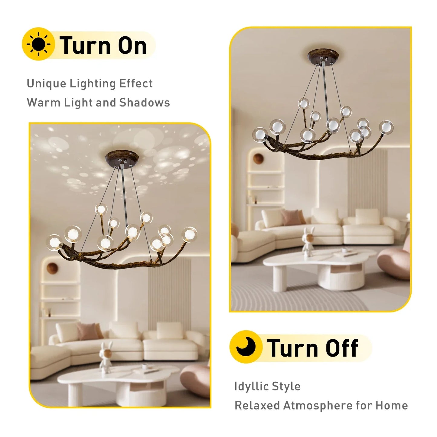 12 Light Modern Branch Chandelier With Adjustable Chain LED Fixture