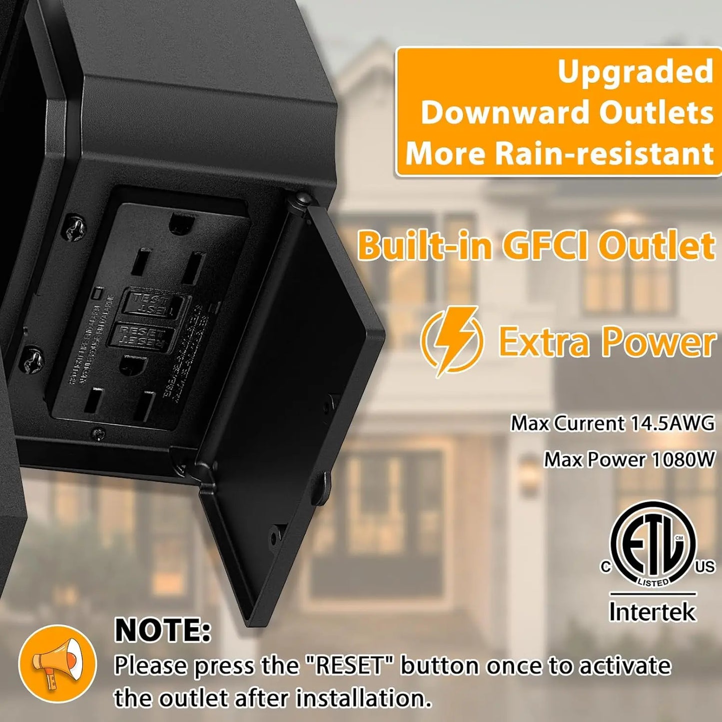 Dusk To Dawn Outdoor Light With GFCI Outlet Sensor Lantern Bulb Not Included
