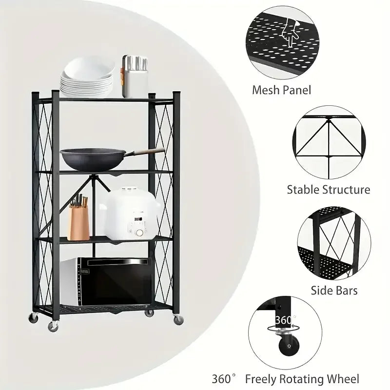Metal Shelves With Wheels Storage Rack Organizer Multi Layer