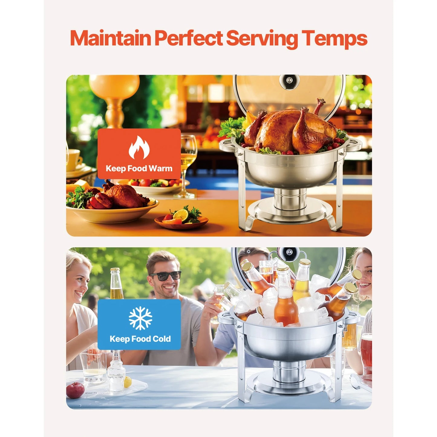 SucceBuy Stainless Steel Chafing Dish Buffet Set With Four Pans