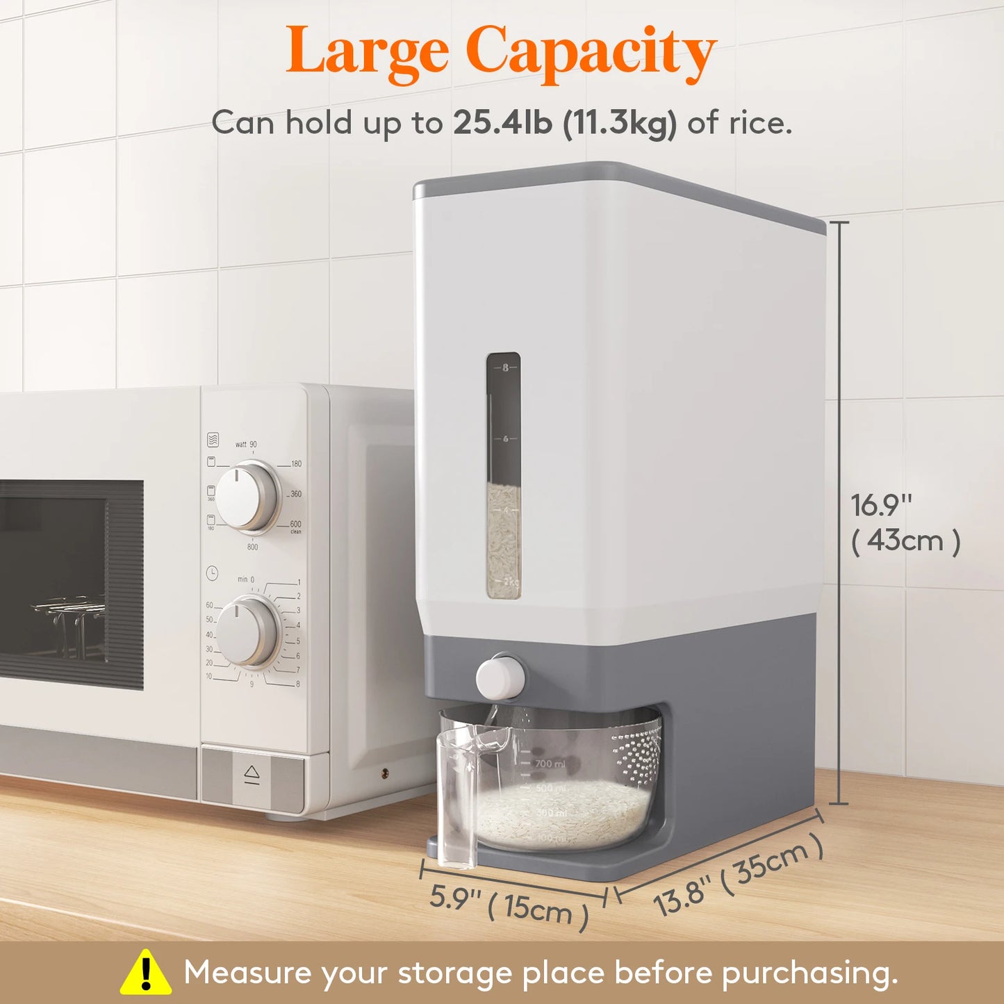 Lifewit Rice Storage Container Sealed Moisture Proof With Measuring Cup