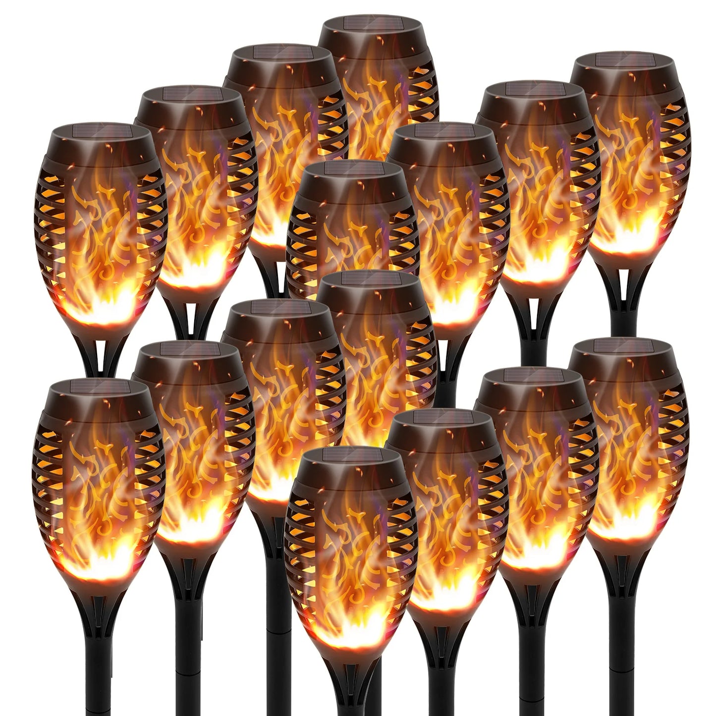Solar Flame Torch Lights LED Outdoor Flicker For Lawn Path