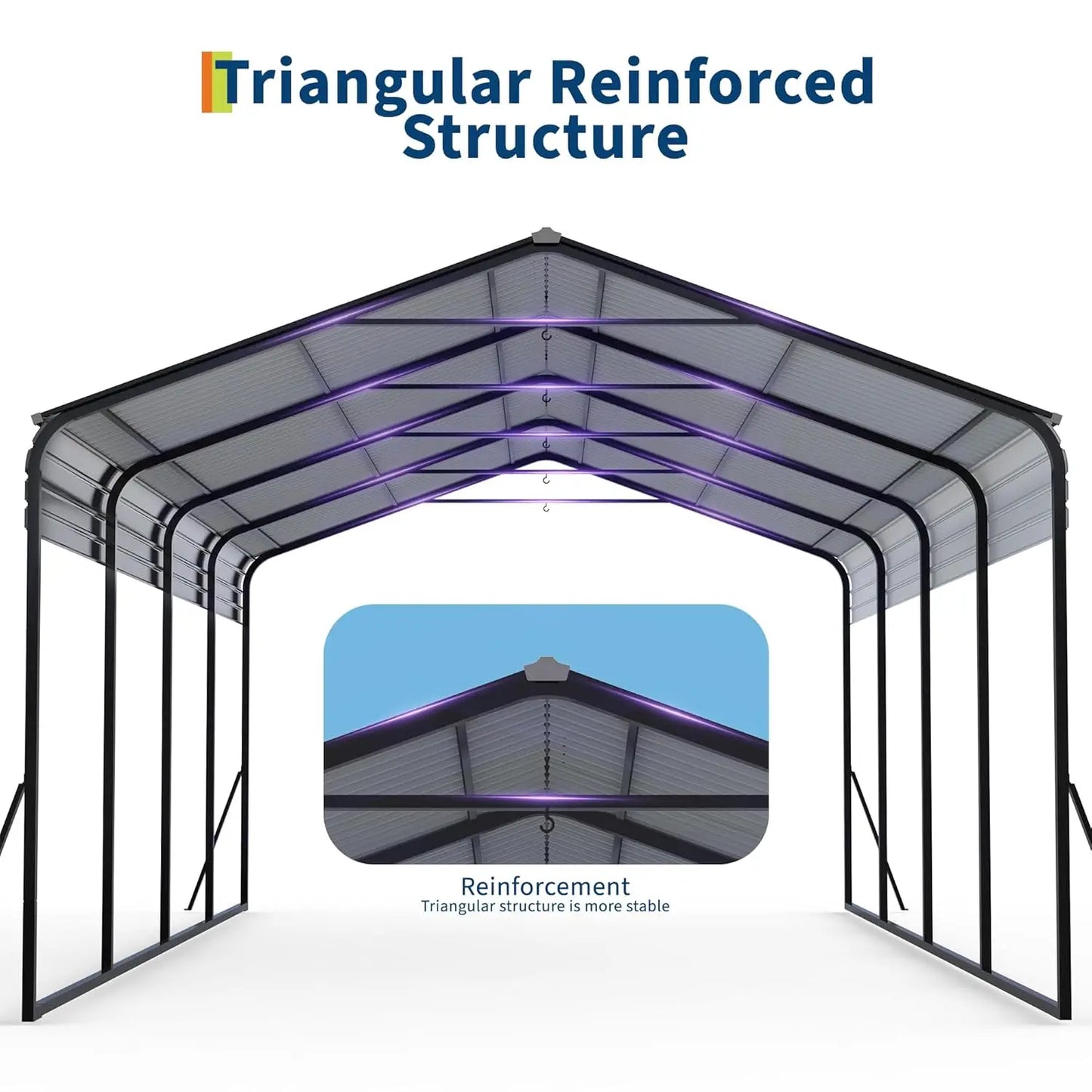 Metal Carport Heavy Duty Canopy With Galvanized Steel Frame