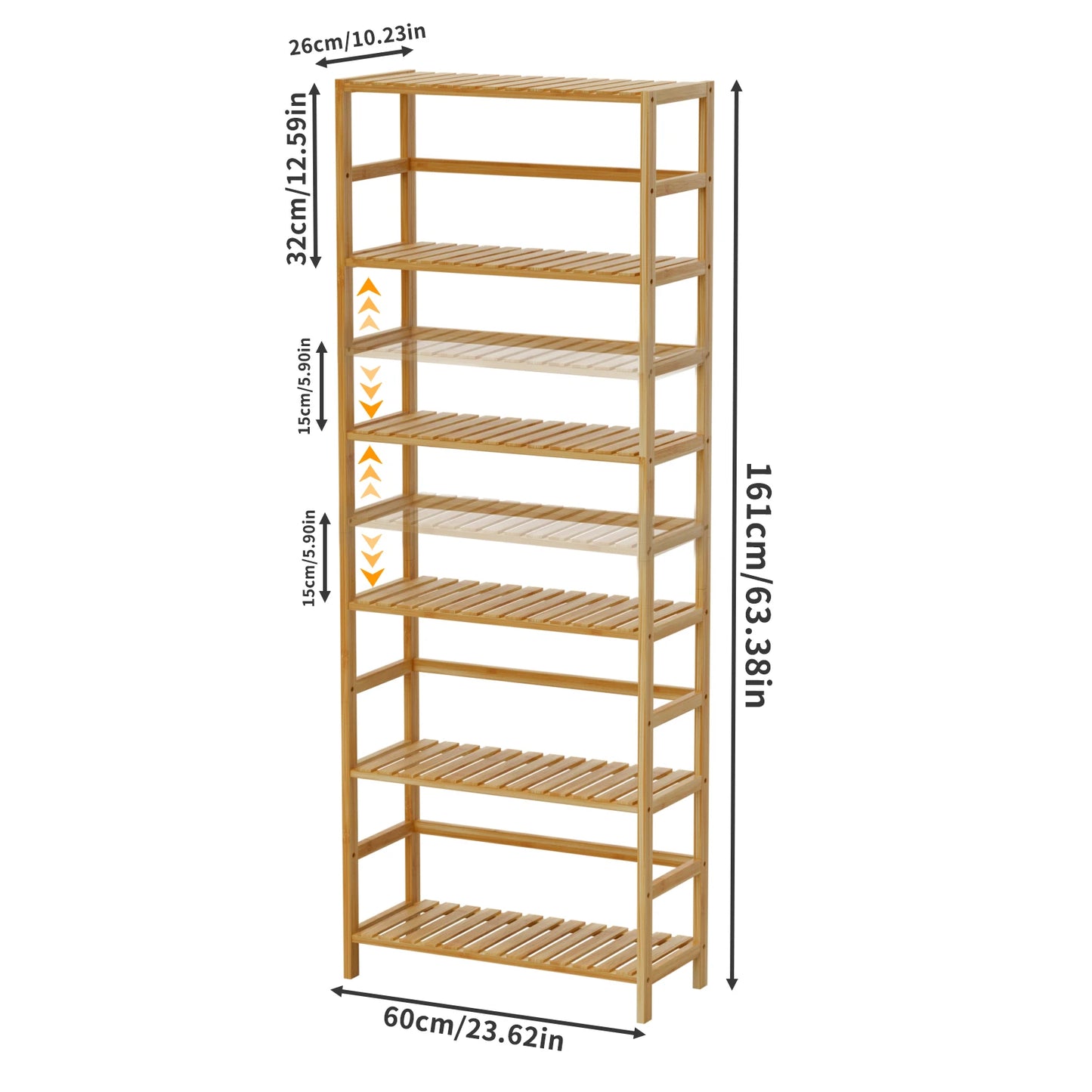 6-Tier Bamboo Storage Rack Shelving Unit For Home Organization