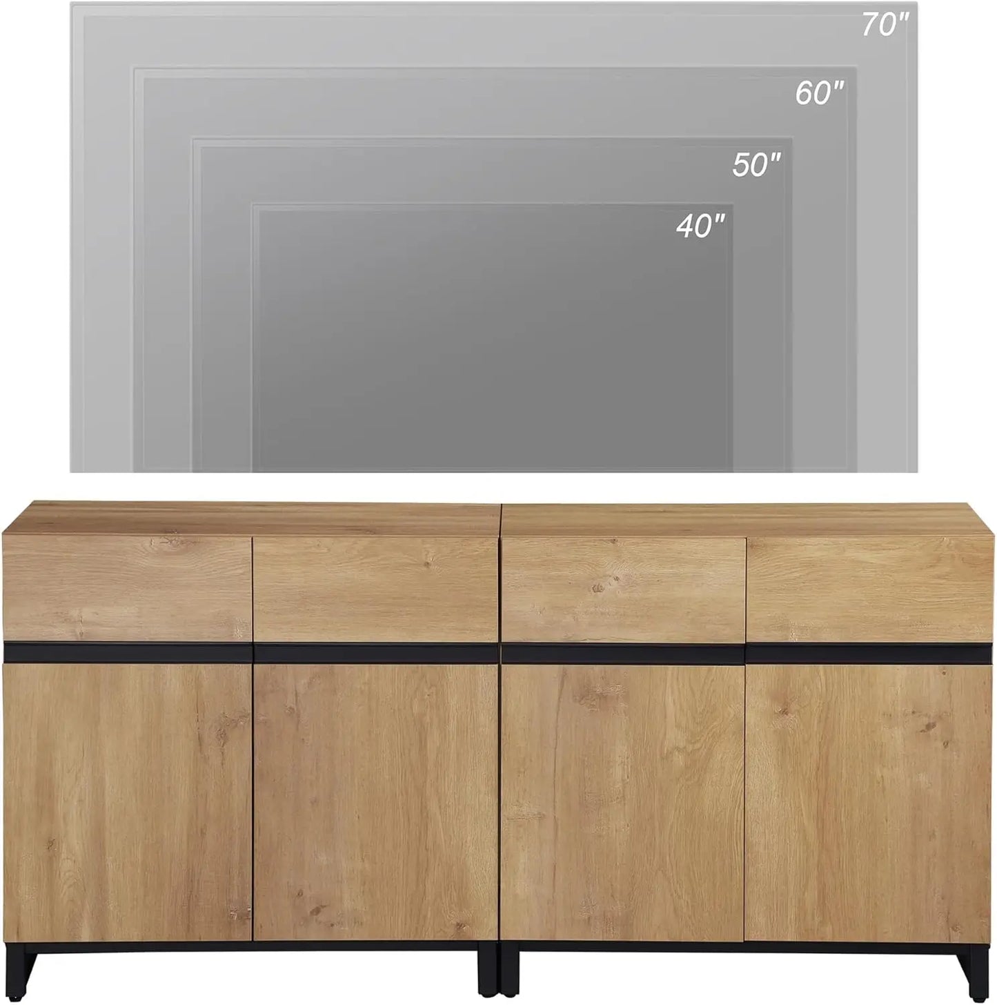 TV Stand With Adjustable Shelves And Sturdy Metal Base