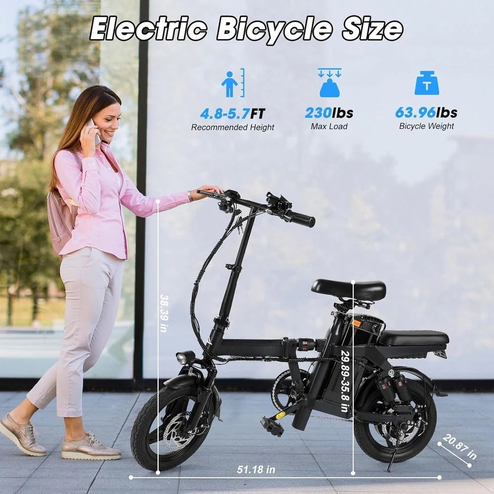 Foldable 500W Electric Bike With 28 Mile Range And Brakes