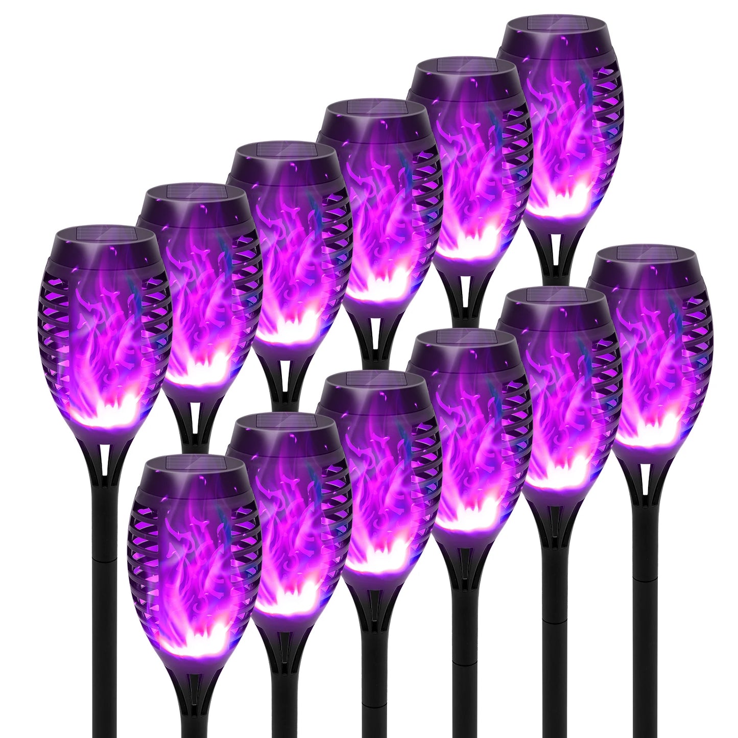 Solar Flame Torch Lights LED Outdoor Flicker For Lawn Path