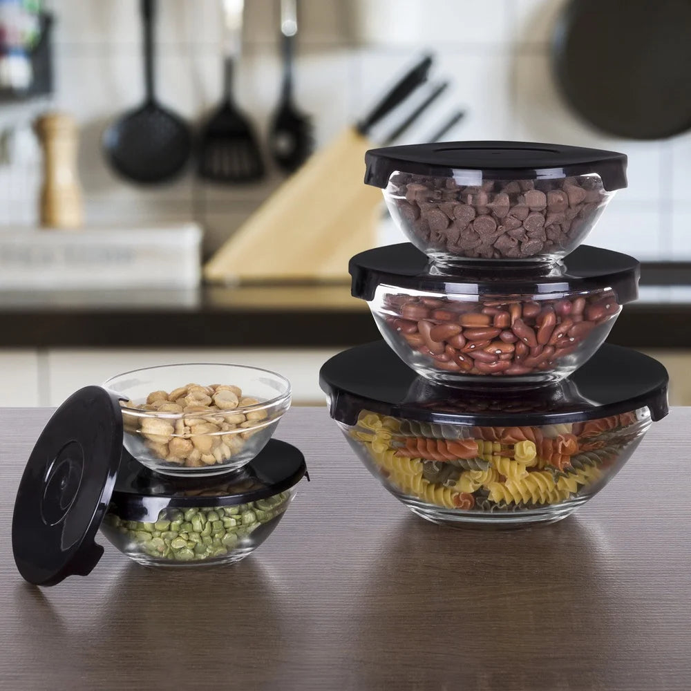 Glass Storage Containers With Snap Lids And Mixing Bowls