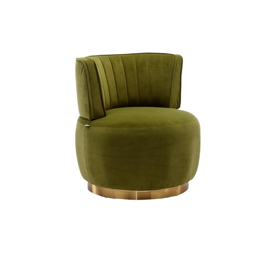 Modern Velvet Swivel Barrel Chair 360 Degree Plush Upholstered Armchair