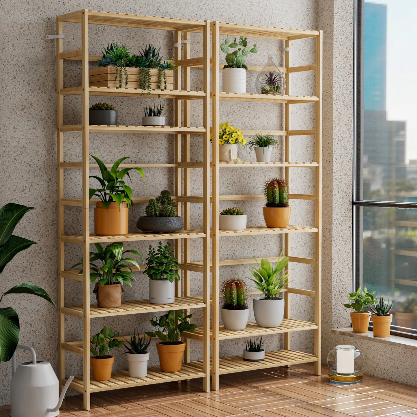 6-Tier Bamboo Storage Rack Shelving Unit For Home Organization