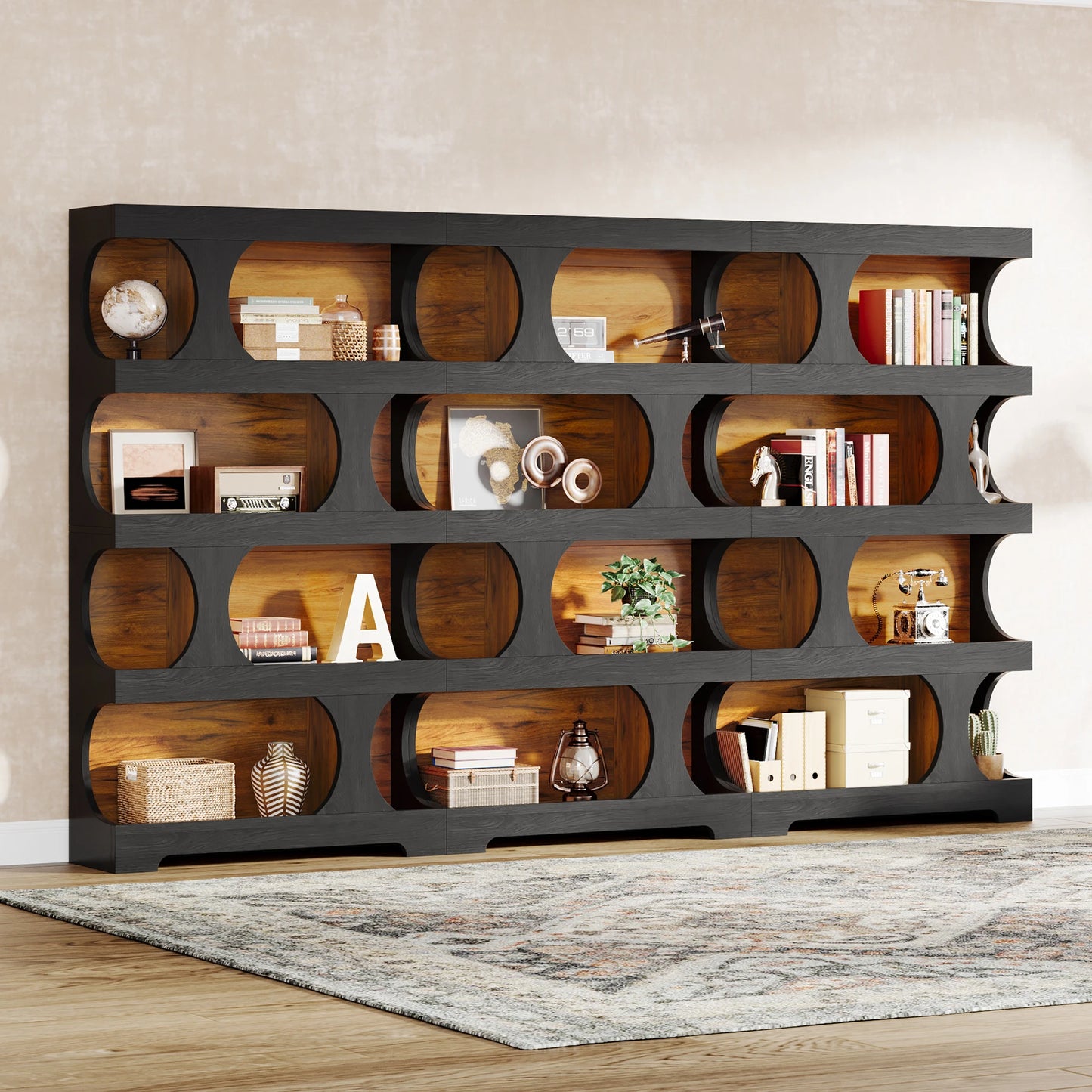 Tribesigns S-Shaped 4-Tier Bookcase Freestanding Wood Storage