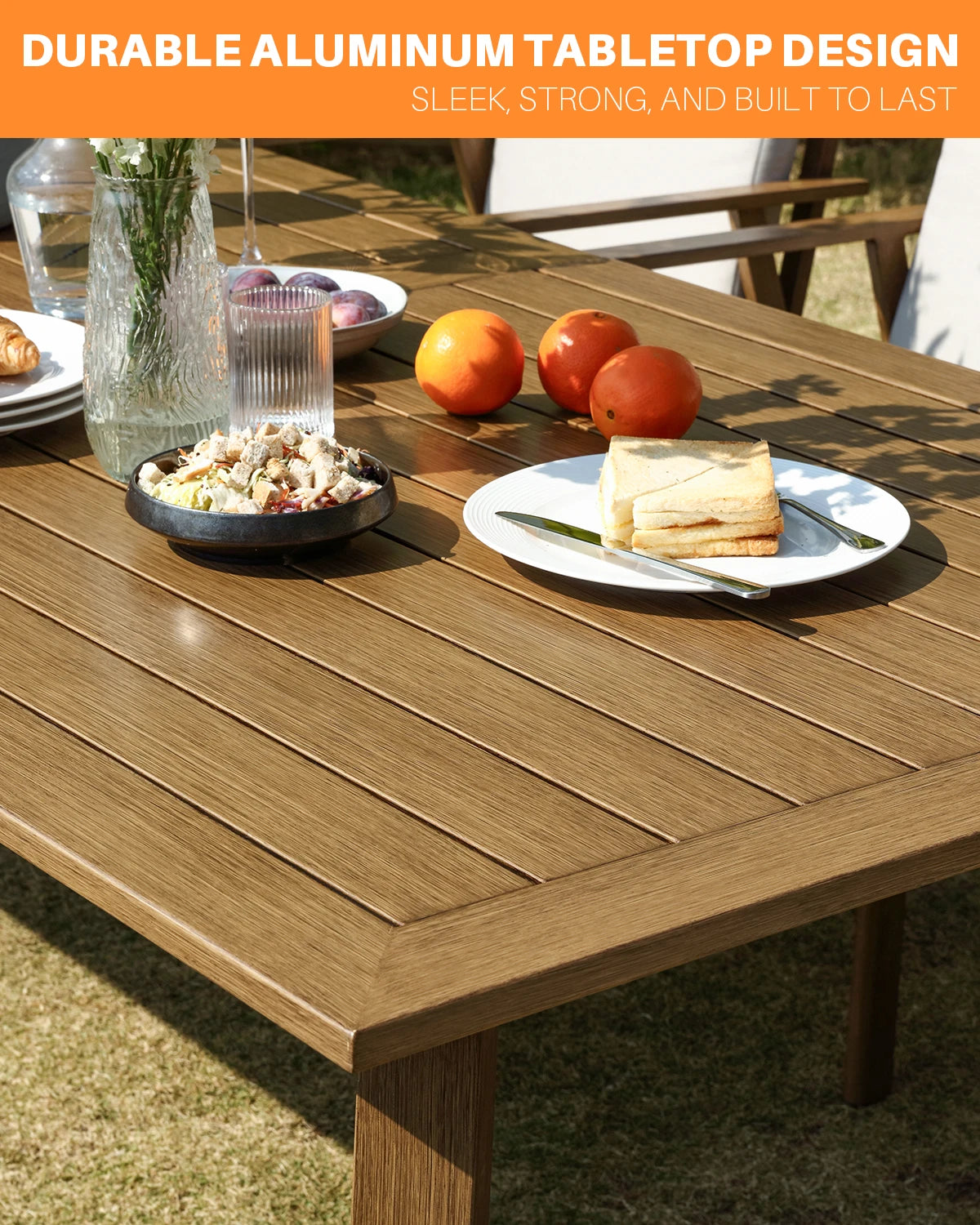 SeeHill Outdoor Aluminum Dining Table All Weather Patio Furniture