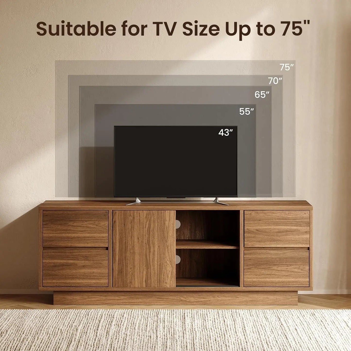 TV Stand With Adjustable Shelves And Living Room Storage
