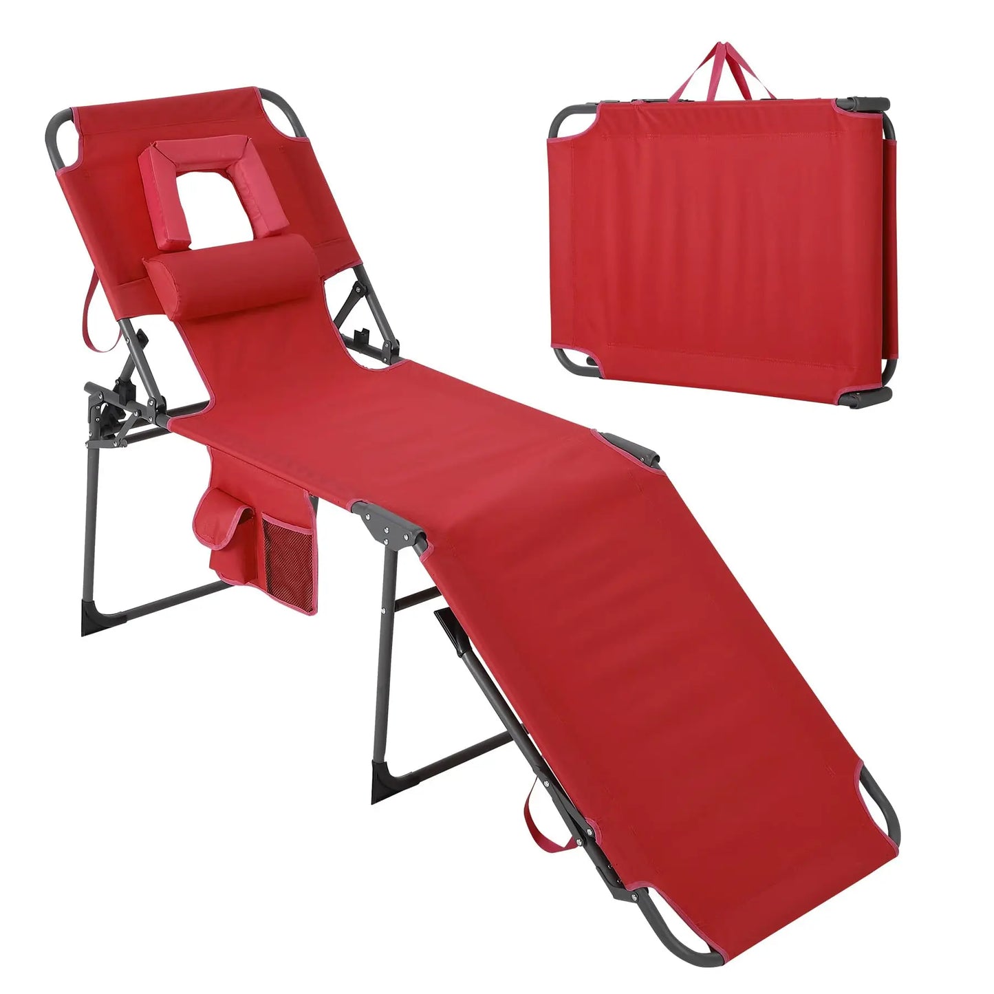 HiMISS Portable Face Hole Tanning Chair Folding Beach Lounger