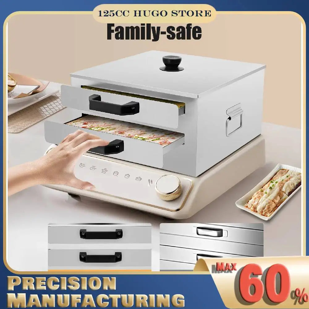 NONEDrawer Double Tier Rice Noodle Roll Steamer 304 Stainless Steel