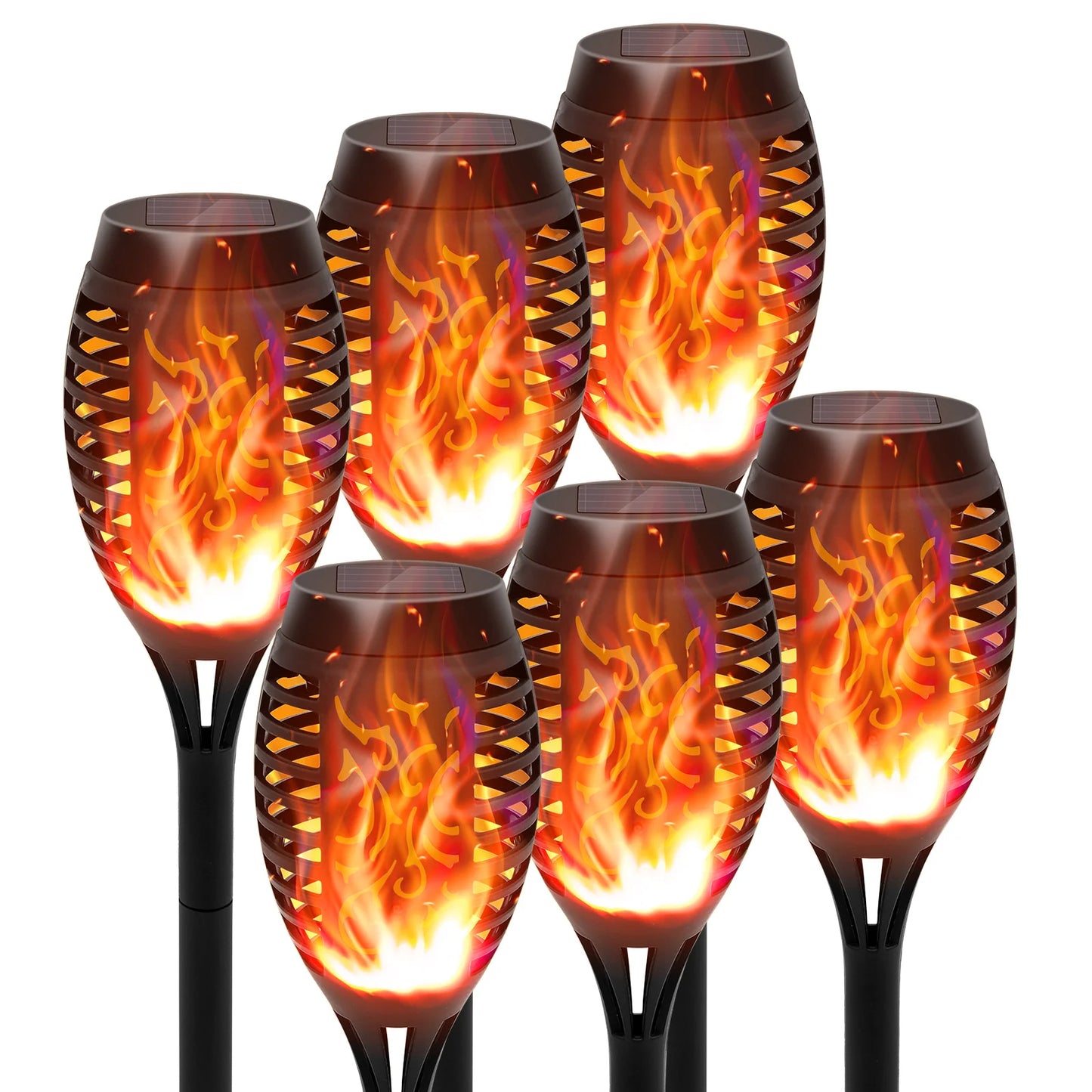 Solar Flame Torch Lights LED Outdoor Flicker For Lawn Path