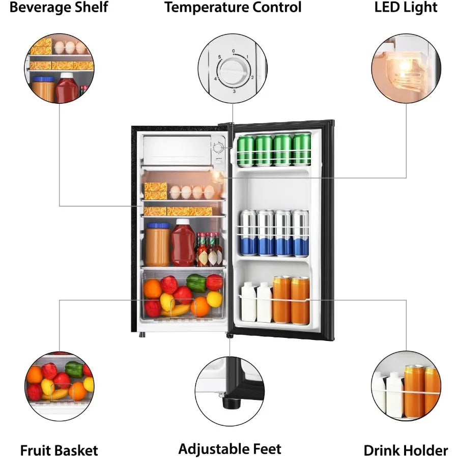 XMSJ Mini Fridge With Freezer Five Settings Temperature Control