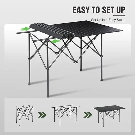 Foldable Roll Up Camping Table For Outdoor Barbecues And Picnics