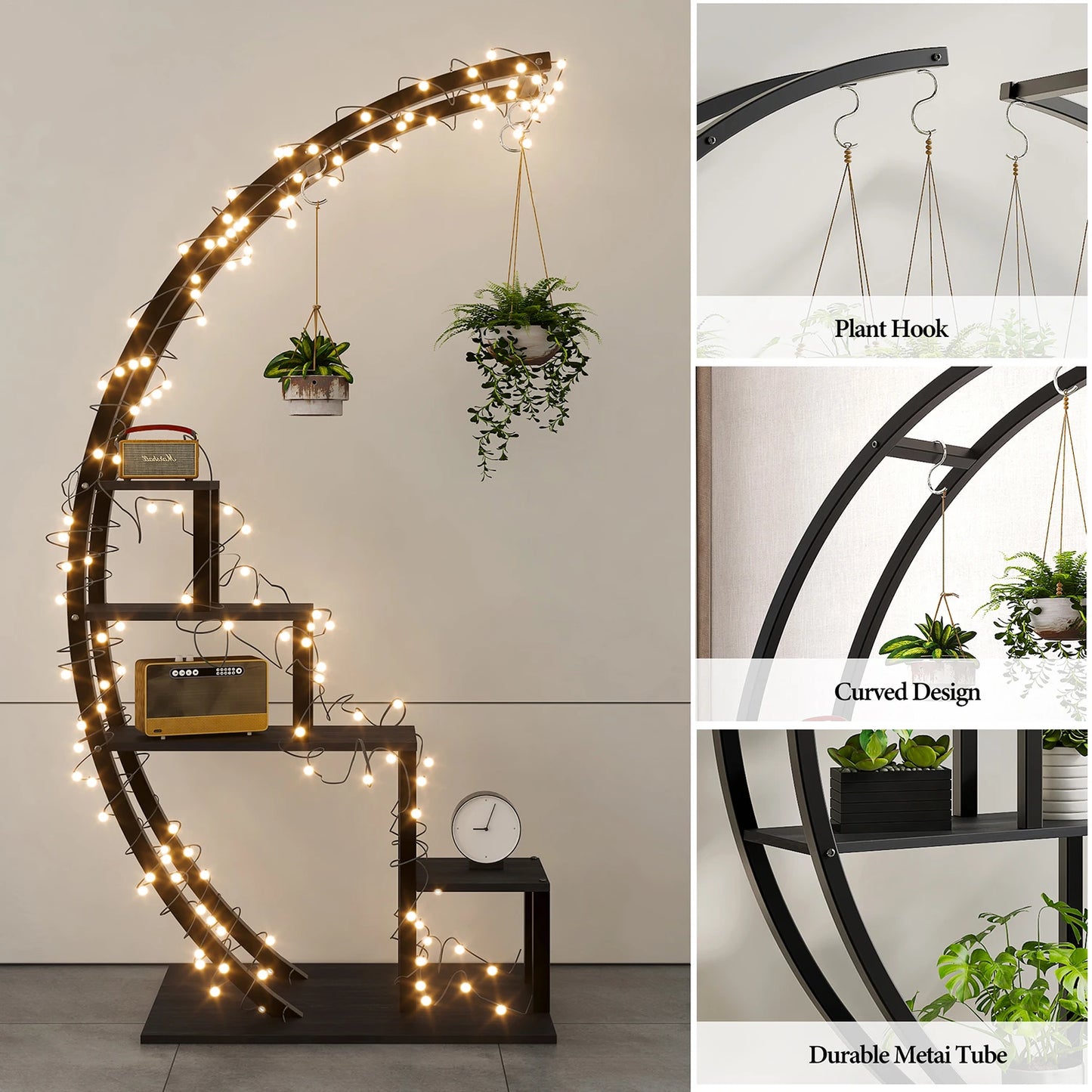 TWISTER.CK 5-Tier Half Moon Plant Stand Indoor Garden Rack 2-Pack