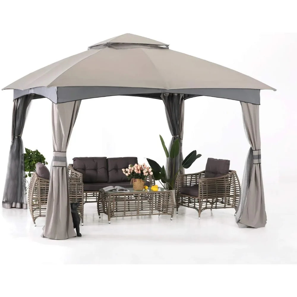 Outdoor Gazebo With Mosquito Netting For Patio And Garden