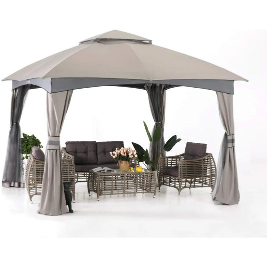Outdoor Gazebo With Mosquito Netting For Patio And Garden