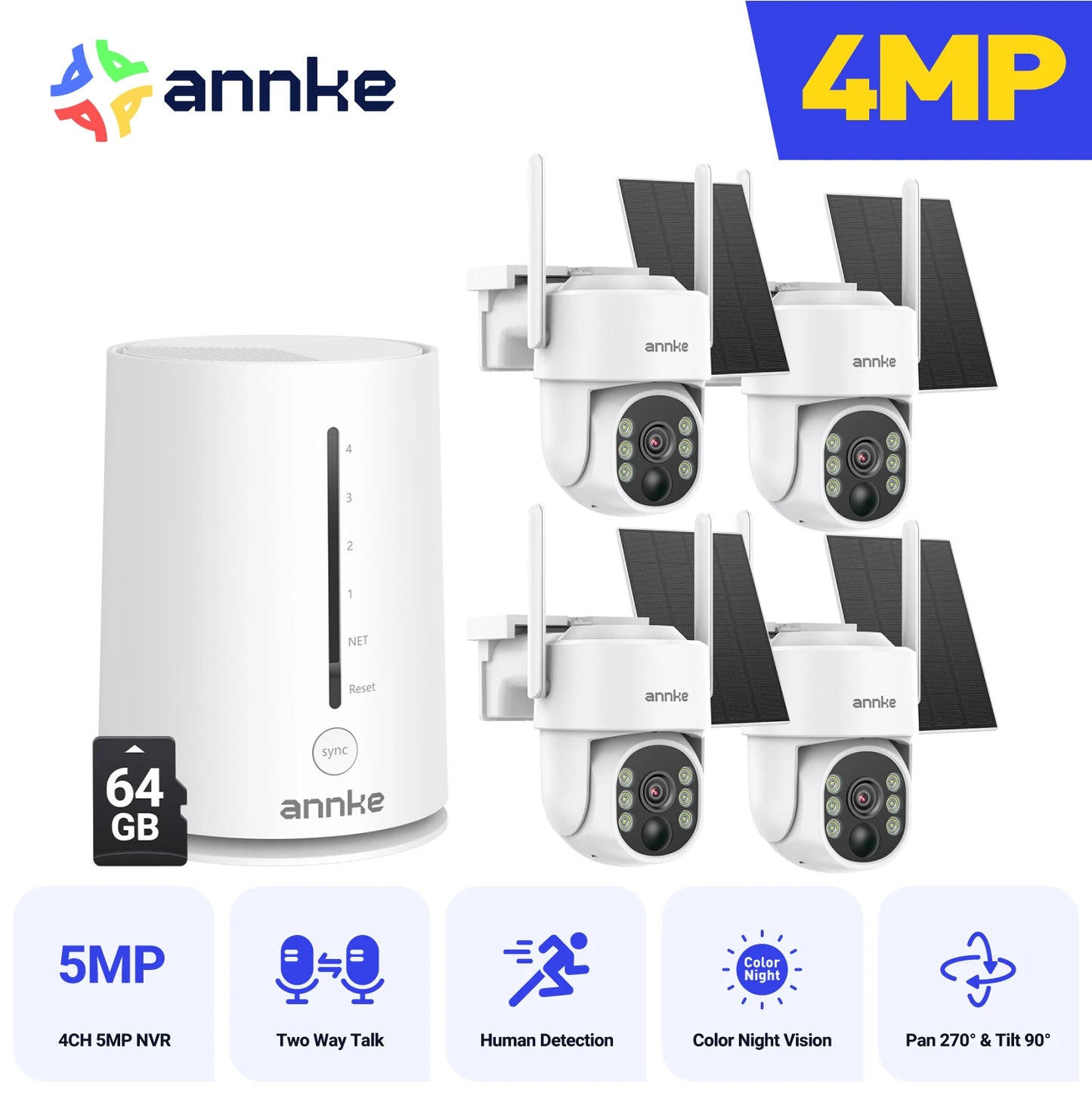 ANNKE 4MP Wireless Security Camera System 4CH NVR Kit