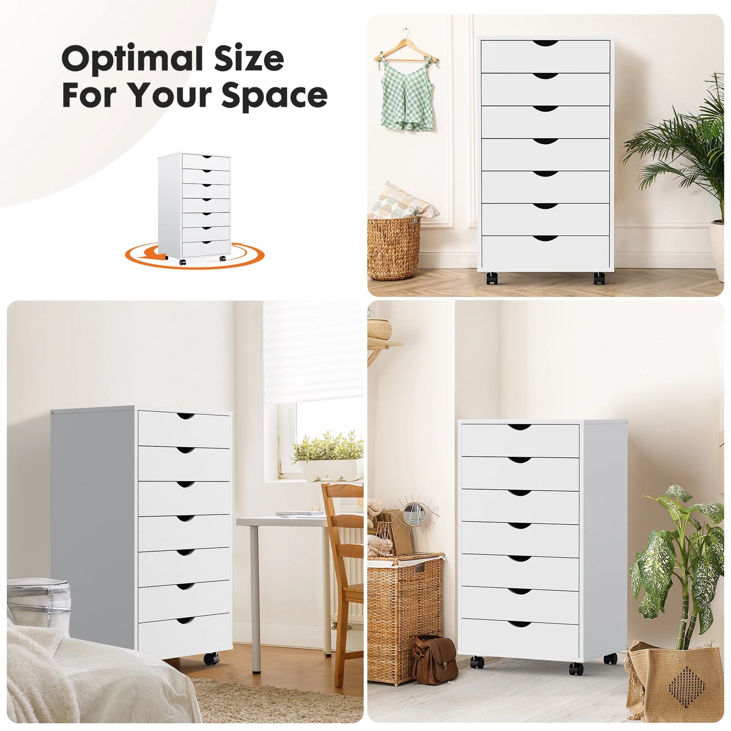 JHK 7-Drawer Chest Wheels Storage Organizer Bedroom