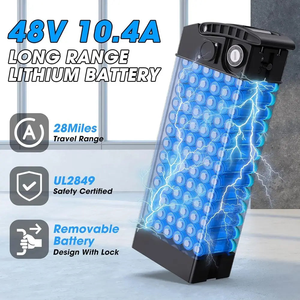 Foldable 500W Electric Bike With 28 Mile Range And Brakes