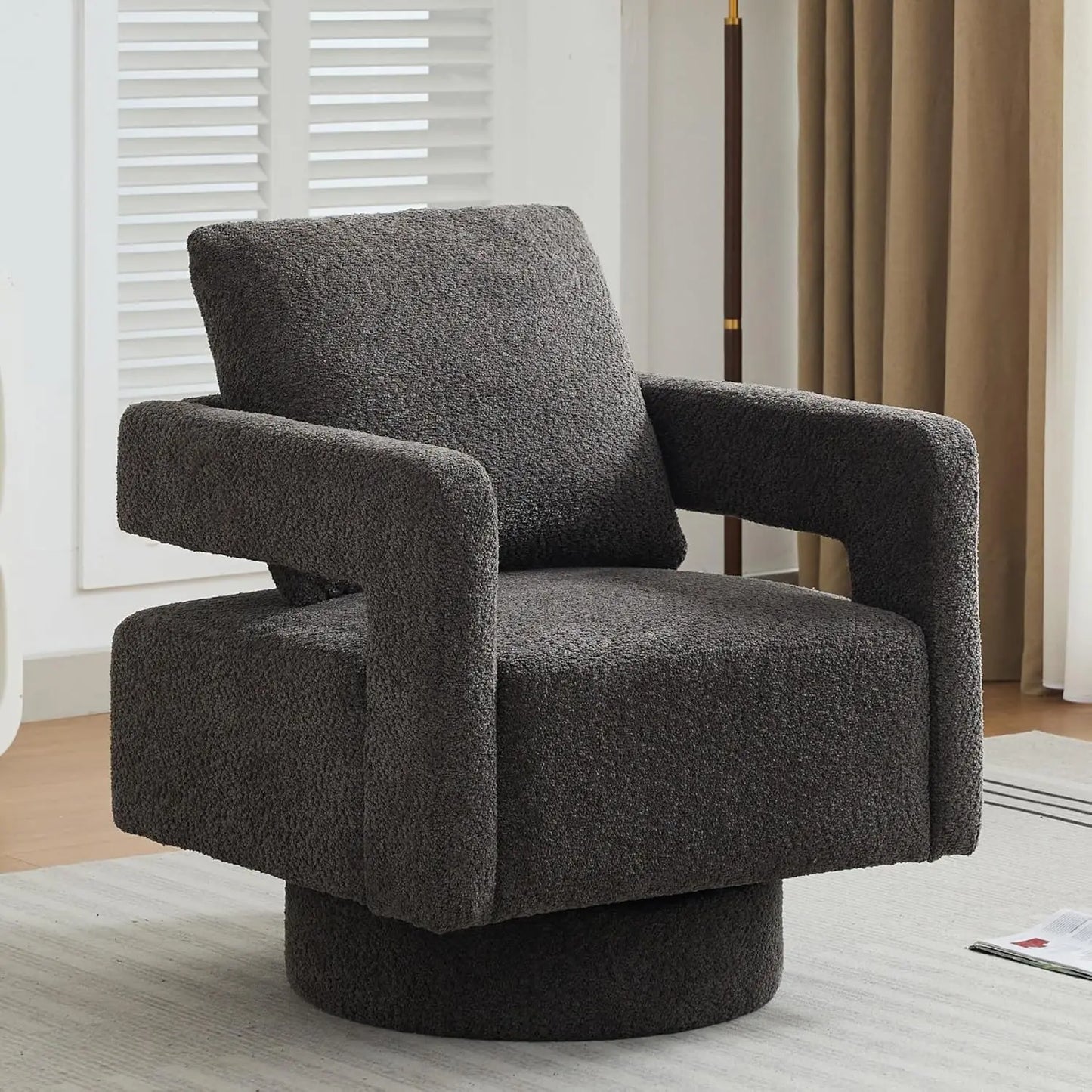 Upholstered Swivel Accent Chair Set Of 2 With Pillow