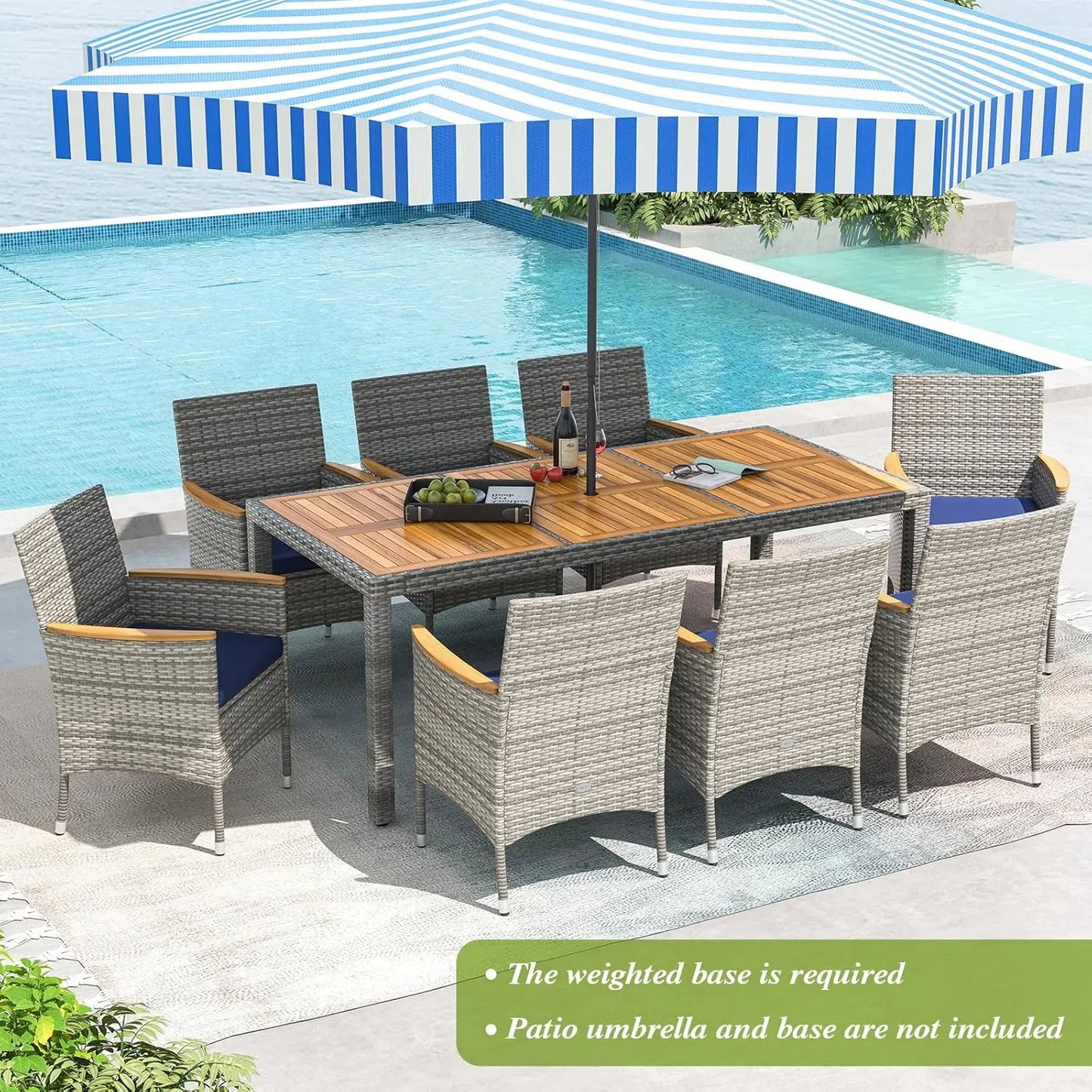 Rattan Outdoor Dining Set With Wicker Chairs And Acacia Table