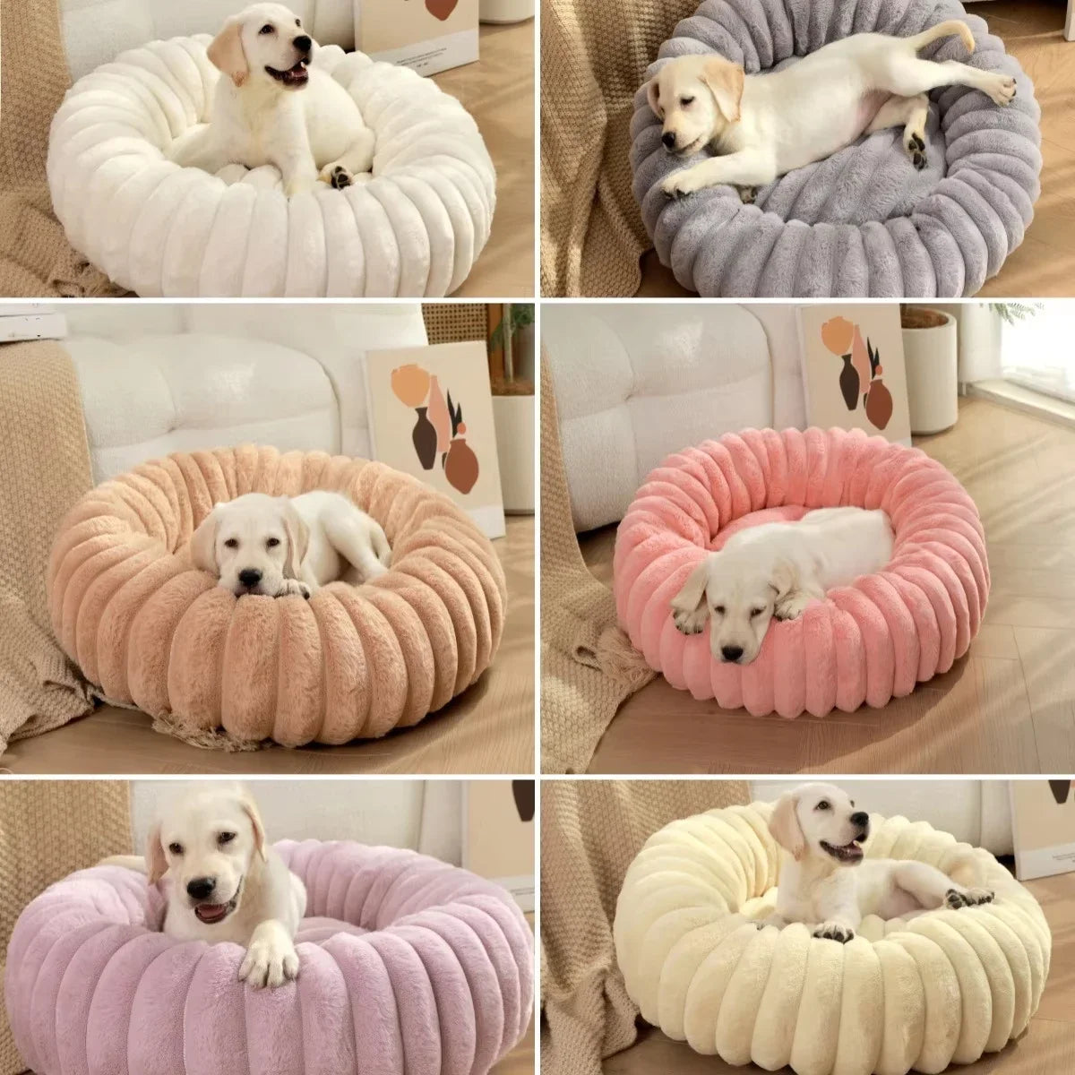 NONECN Round Pet Bed for Dogs and Cats Warm Plush