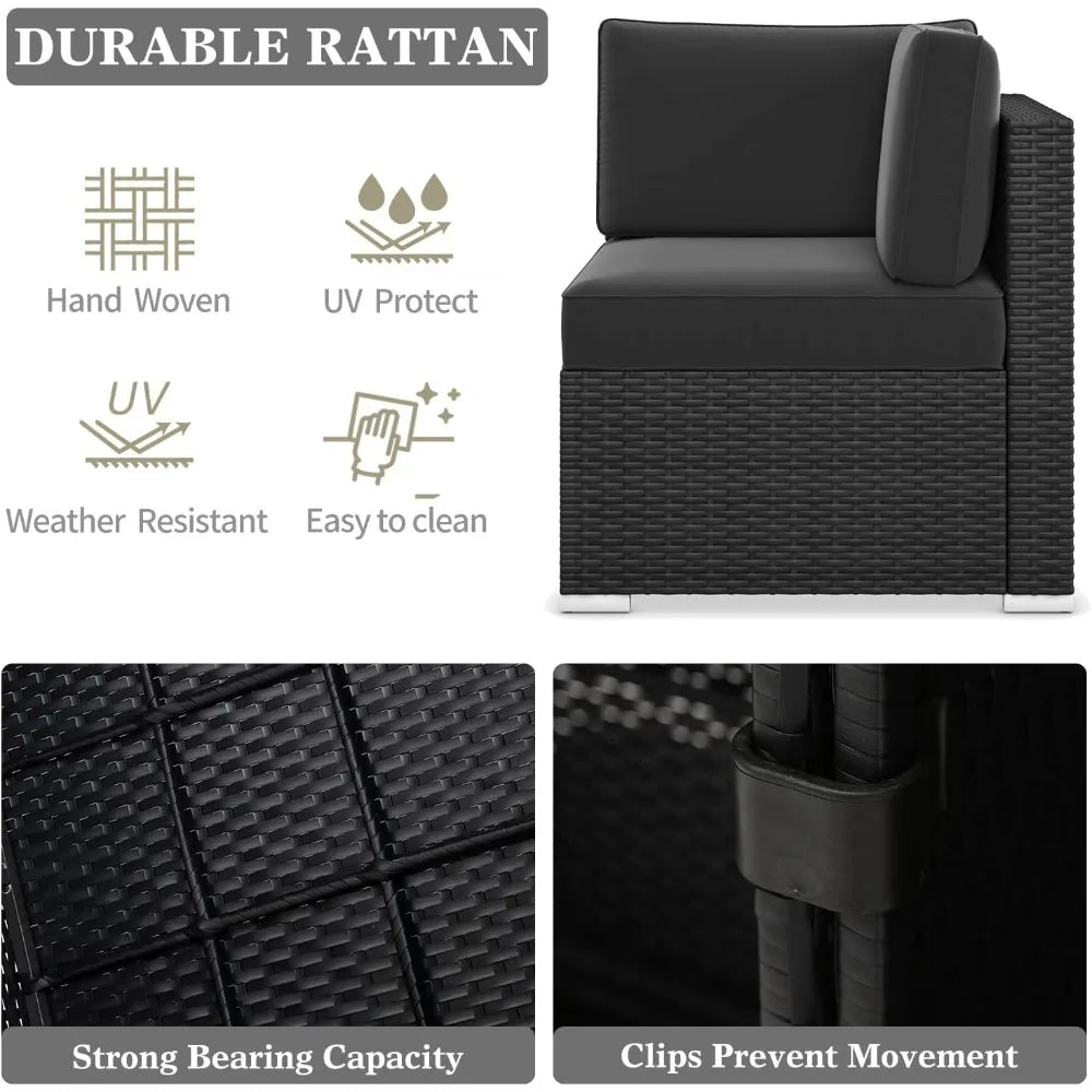 Outdoor Patio Furniture Set With Fire Pit Table Wicker Rattan