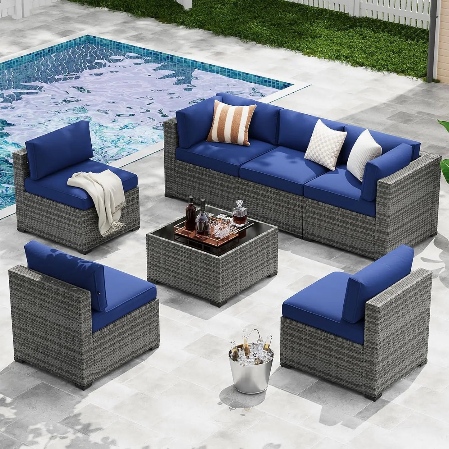 Xiaolang Patio Furniture Set Wicker Rattan Outdoor Cushions