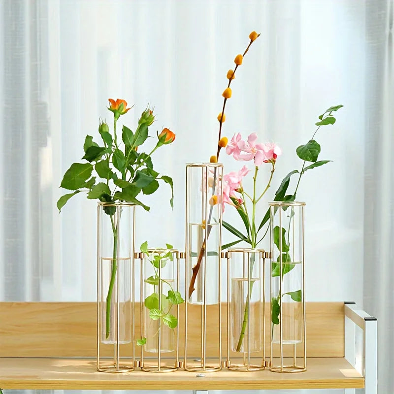 Test Tube Vase Set With Five Tubes For Centerpieces