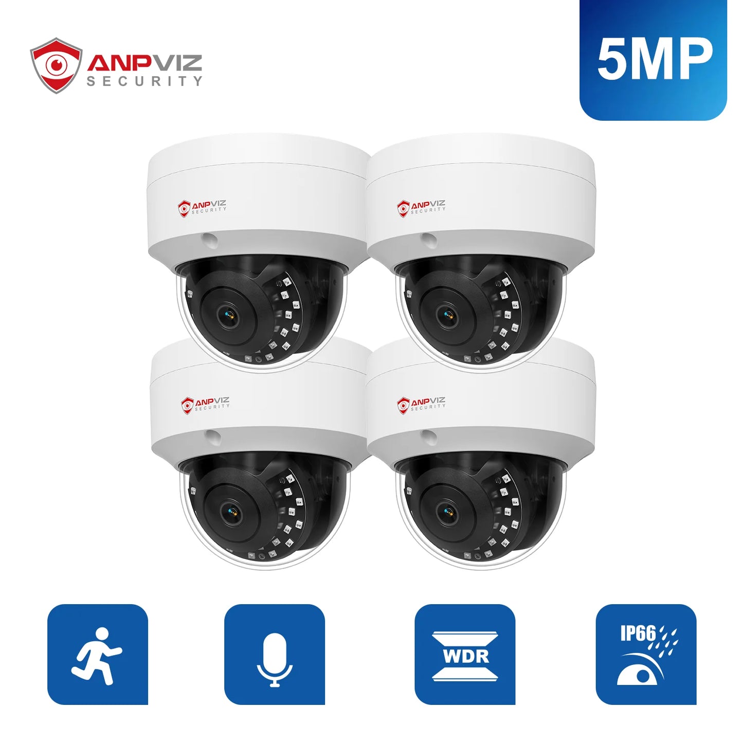 Anpviz 5MP POE IP Dome Camera Outdoor Security IP66
