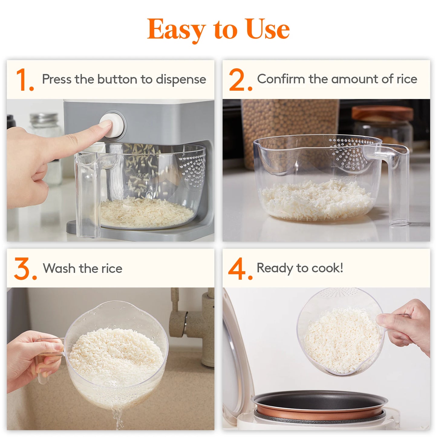 Lifewit Rice Storage Container Sealed Moisture Proof With Measuring Cup
