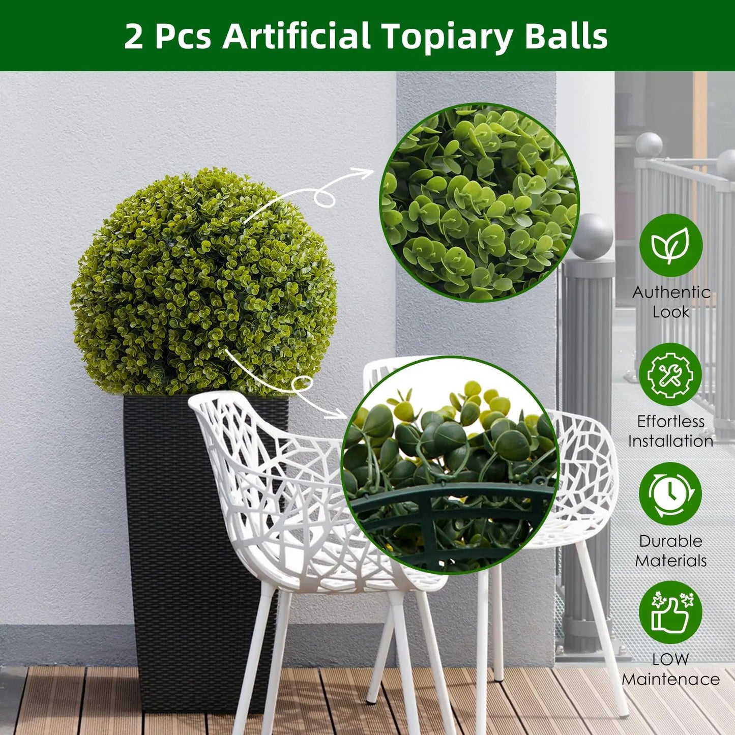 Studyset Artificial Topiary Balls Outdoor Decor Set Of Two