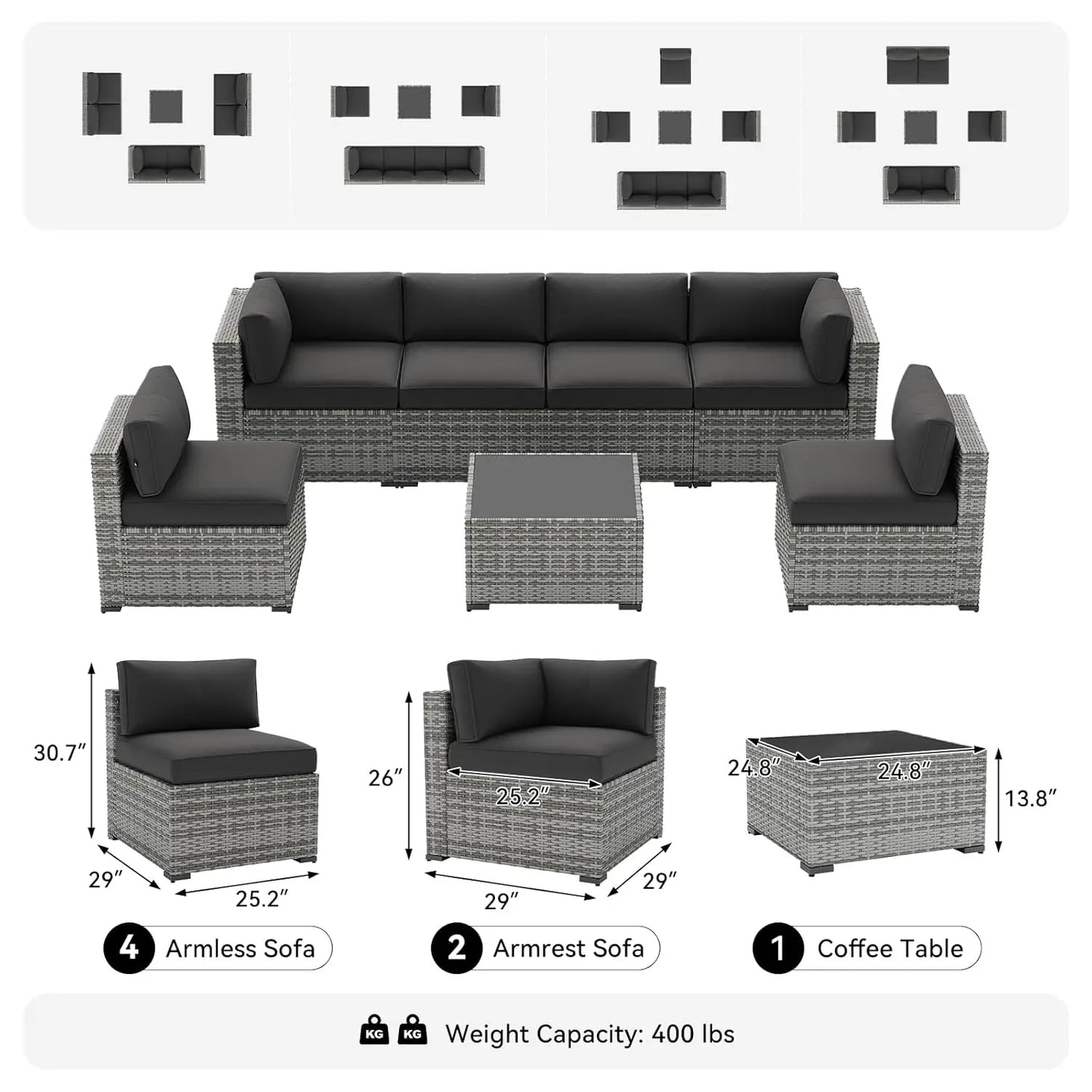 Xiaolang Patio Furniture Set Wicker Rattan Outdoor Cushions
