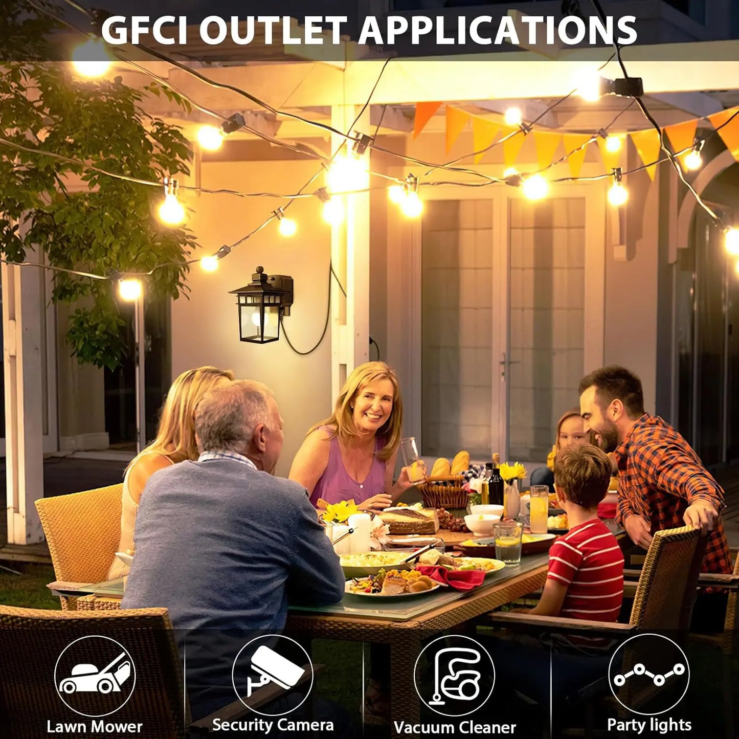 Dusk To Dawn Outdoor Light With GFCI Outlet Sensor Lantern Bulb Not Included